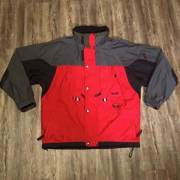 Marker Ski Jacket Men's Medium Red Full Zip Weatherproof Outdoor Travel Pockets - Picture 1 of 9